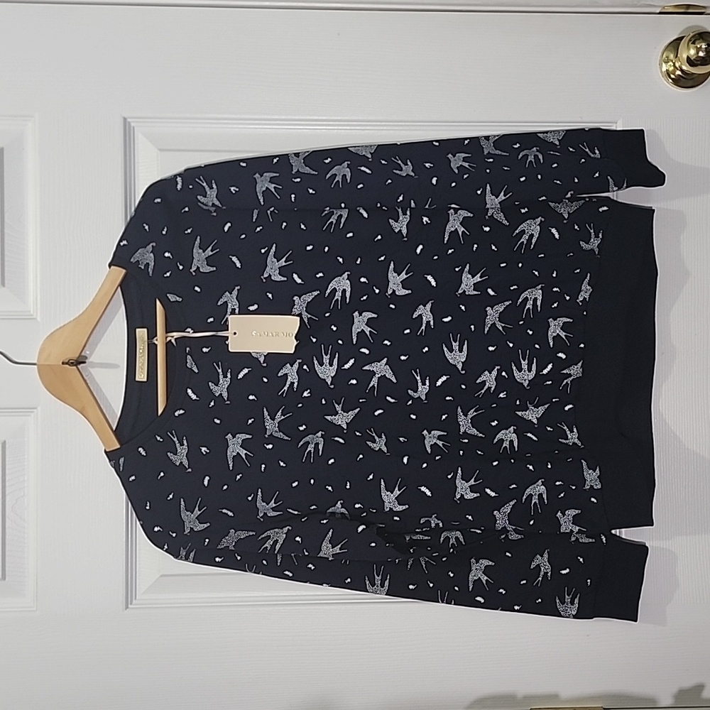 Samar Moda bird print sweater size L/ XL NWT
